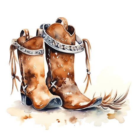 Premium AI Image | watercolor Spurs western wild west cowboy desert illustration clipart