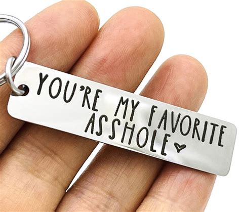 Youre My Favorite Asshole Keychain Keychain Silver Funny Cartoon T