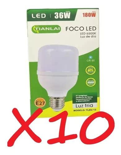 Paquete 10 Piezas Foco Bala Led 36w 180w Luz Blanca E 27 Envío gratis