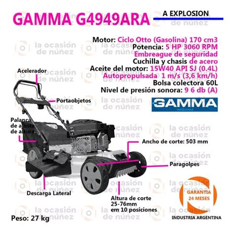 Cortadora De Cesped Gamma Explosion Hp Maquina Corta Pasto En Venta En