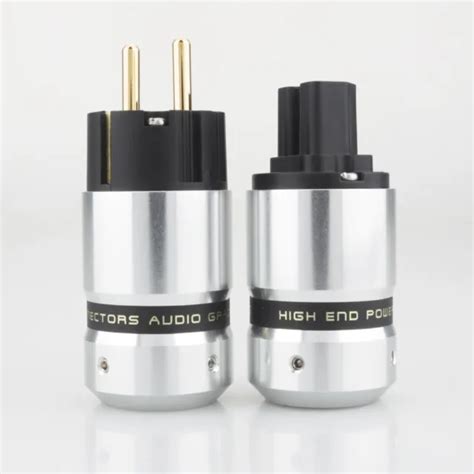 Hi End Gold Plated Schuko Power Plug Iec Connector For Mains Power