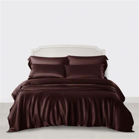 3 Pcs Mulberry Silk Duvet Cover Sets 22 Momme Espresso