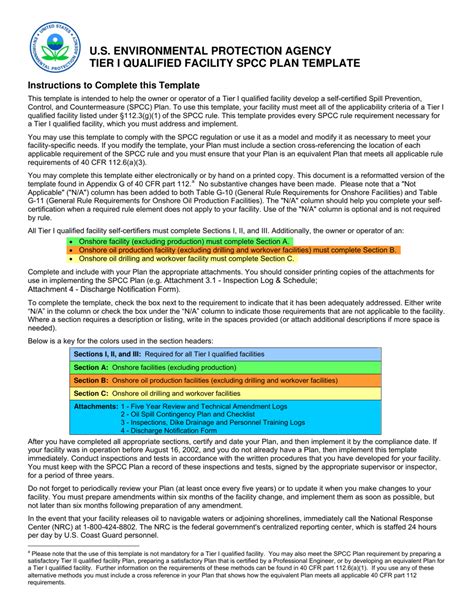 Tier I Qualified Facility Spcc Plan Template Fill Out Sign Online