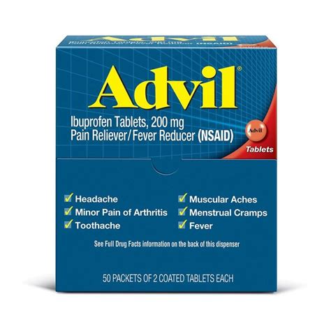 Advil Pain Reliever Fever Reducer Coated Tablet Individually Sealed