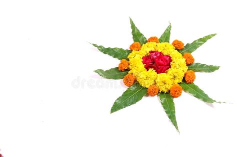 Marigold Flower Design , Marigold Flower Rangoli Design Stock Photo ...