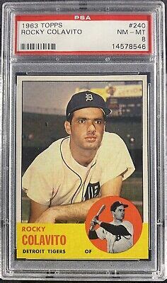 1963 Topps 240 Rocky Colavito PSA 8 NM MT High Grade SHARP