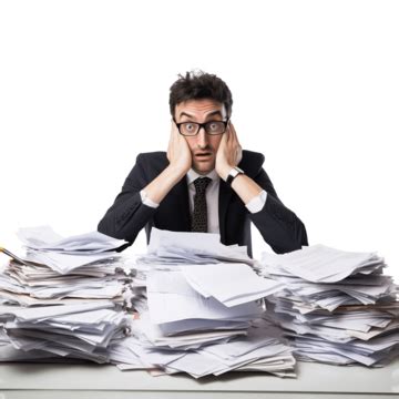 Distressed Businessman Overwhelmed With Office Work, Man, Paperwork ...