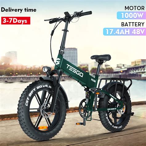 Ebike 1000W Adult Electric Bike TESGO Folding Electric Bike 48V 17 4AH