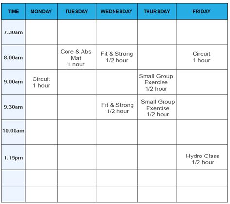 Class Timetable Beerwah Active Physio