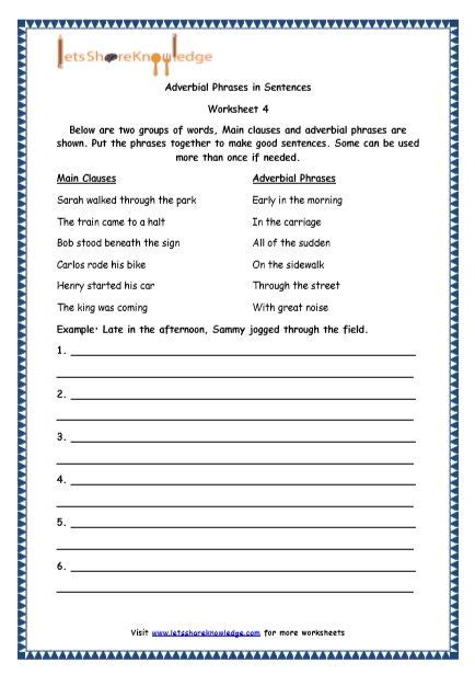 Adverbial Phrases Printable Worksheets Worksheet Adverbial Phrases ...