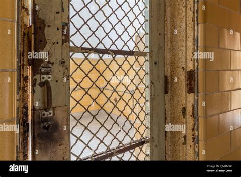 Locked Barred Door Inside Trans Allegheny Lunatic Asylum Stock Photo