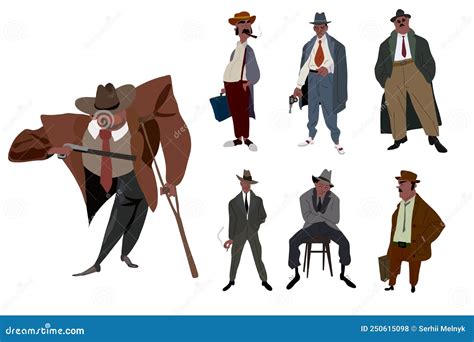 Conjunto De Caracteres De Mafia Stock De Ilustraci N Ilustraci N De