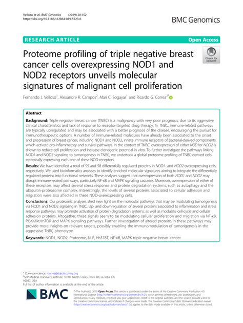 Pdf Proteome Profiling Of Triple Negative Breast Cancer Cells