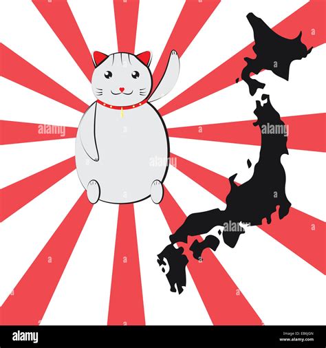 Un japonés blanco gato afortunado maneki neko en el fondo de la