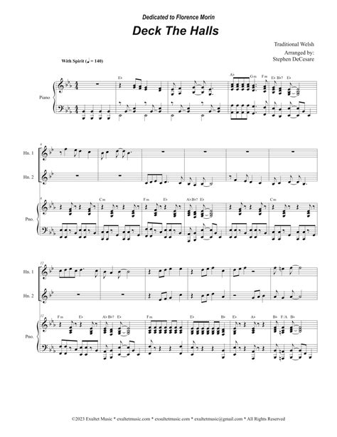 Deck The Halls French Horn Duet Arr Stephen Decesare Sheet Music Stephen Decesare