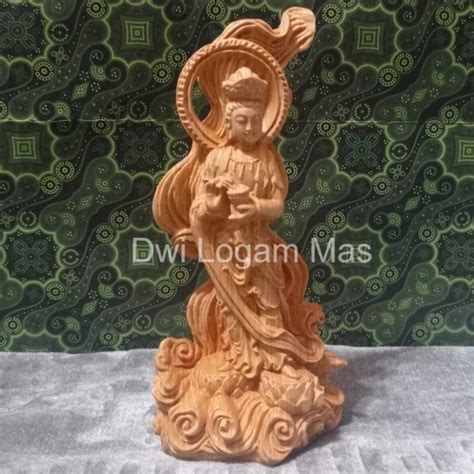 Jual Patung Buddha Kwan Im Kayu Ukir Indah Pahatan Seniman Cina Asli