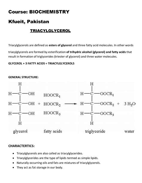 Structure Of Triacylglycerol