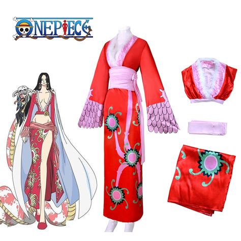 Boa Hancock Cosplay Costume Anime One Piece Outfit Empire Red Kimono D Mooncos