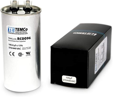 Amazon TEMCo 100 Uf MFD 370 440 VAC Volts Round Run Capacitor 50