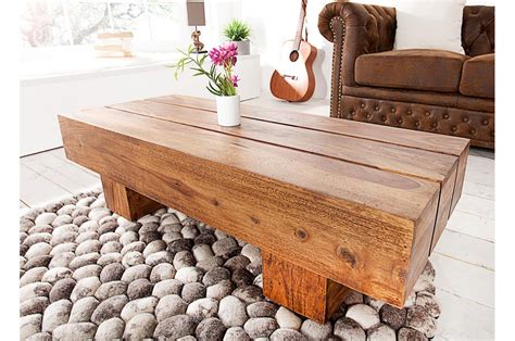 Table Basse Bois Massif Rectangulaire 100 Cm Pour Salon