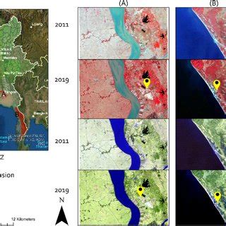 Image A B True Color Composite Maps Of The Study Area Showing Kyaukpyu