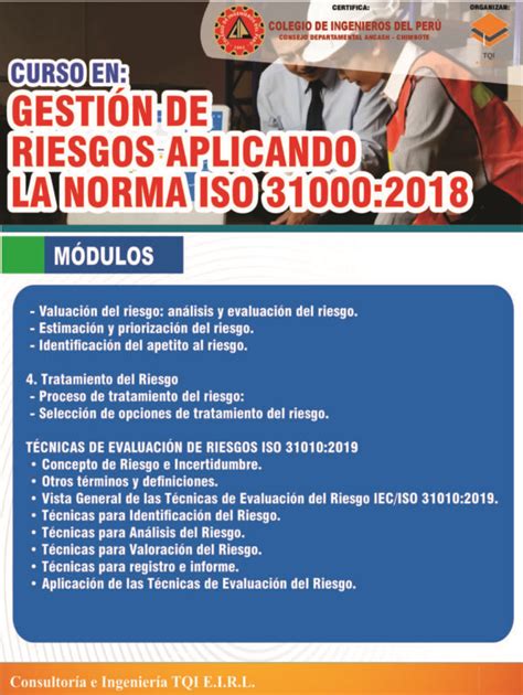 Curso En GestiÓn De Riesgos Aplicando La Norma Iso 310002018 Tqi