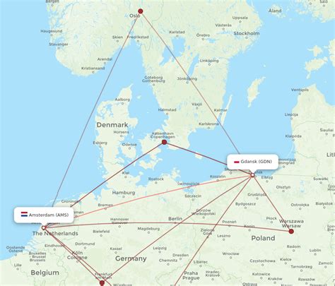 All Flight Routes From Amsterdam To Gdansk Ams To Gdn Flight Routes