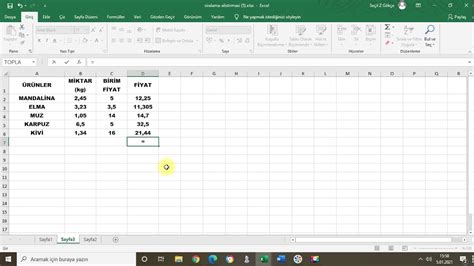 Tablolama Programlar Hesap Tablosu Uygulamas Excel Youtube