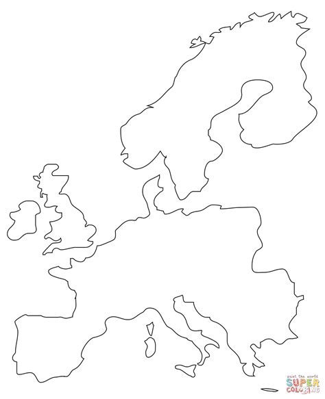 Kolorowanka Mapa przeglądowa Europy Kolorowanki dla dzieci do druku