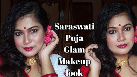 Step By Step Saraswati Puja Makeup Look Ll Glam Saraswati Puja Makeup