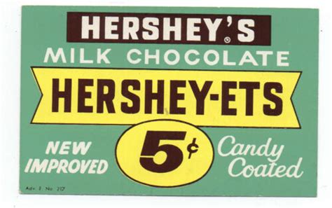 1960s Vending Card Hersheys Chocolate Hershey Ets 1 Ebay