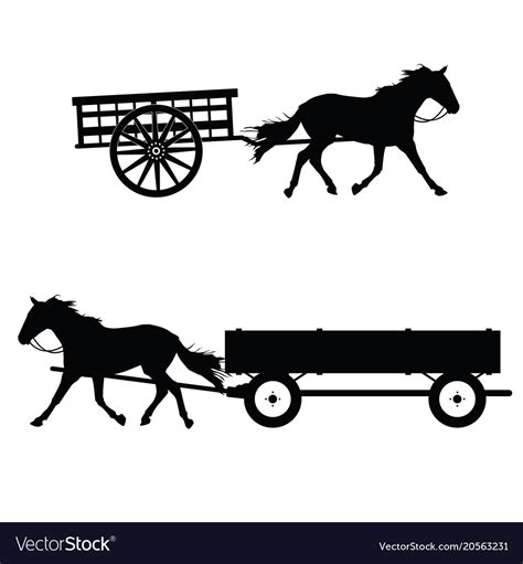 Horse with carriage silhouette Royalty Free Vector Image