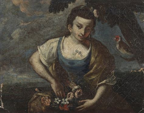 Ritratto Di Donna Con Fiori Artista Veneto Del Xviii Secolo