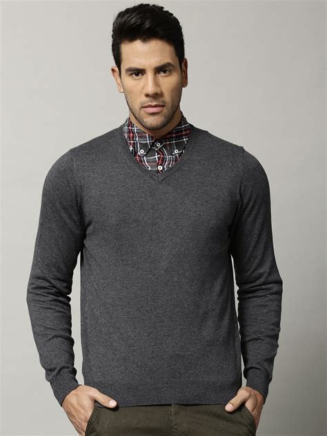 Buy Marks Spencer Men Charcoal Grey Solid Sweater Sweaters For Men