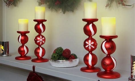 Holiday Themed Candle Holders With Flameless Candles Christmas Themes