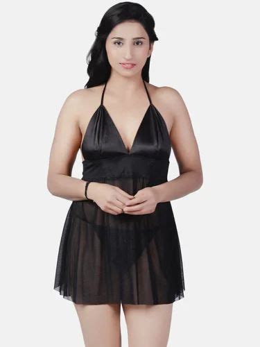 Sheer Net Hot Black Babydoll Bikini Night Dress For Honeymoon K13kk