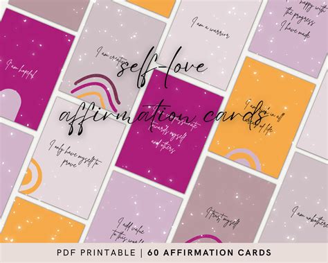 Self Love Affirmation Cards Printable Vision Board Cards Mindfulness