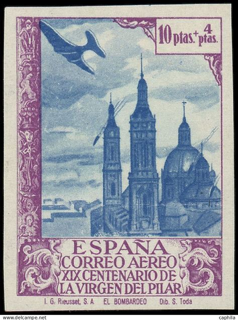 Neufs ESPAGNE Poste Aérienne 211a non dentelé 10p violet et