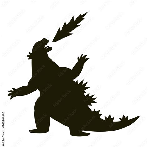 Black Silhouette Godzilla Vector Monster In The City Stock Vector