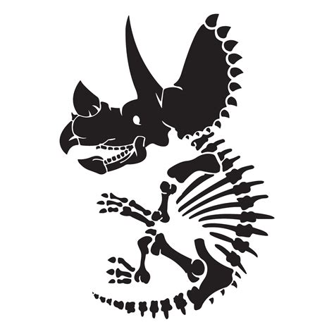 Silhouette Triceratops. Ornithischian dinosaur. Monochrome vector illustration of prehistoric ...