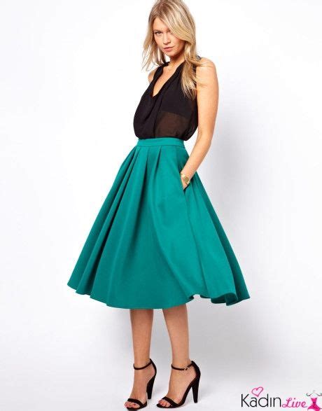 Koyu Ye Il Midi Etek Kombinleri Kadinlive Full Midi Skirt City