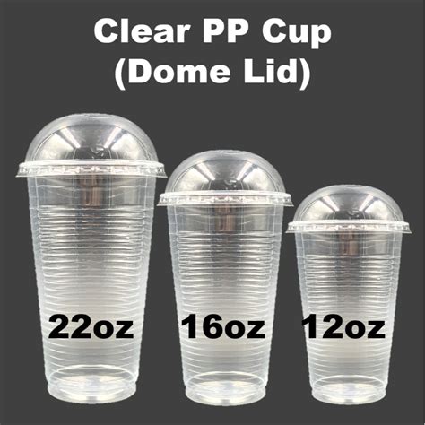 100pcs Clear Pp Cup With Dome Lid Ec 12oz 16oz 22oz Disposable