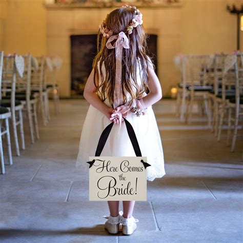 Here Comes The Bride Wedding Sign Ring Bearer Sign Flower Girl Sign