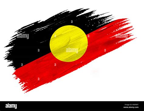 Brush Painted Australian Aboriginal Flag Hand Drawn Style Illustration