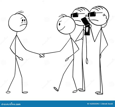 Vector Cartoon Illustration Of Man Shaking Hands With Businessman With