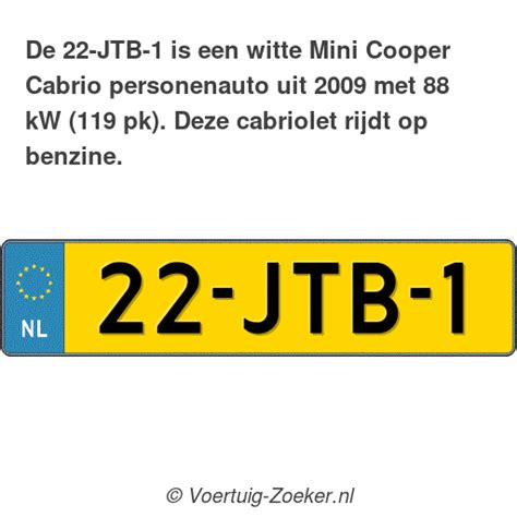 Kenteken 22 JTB 1 Mini Cooper Cabrio Auto 22JTB1 Voertuig Zoeker Nl