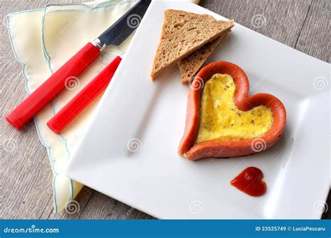 Heart Shaped Sausage And Egg Stock Image Image Of Concept Meal 23525749