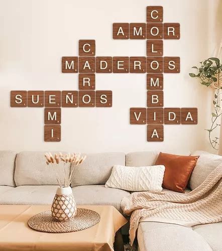 Letras Letrero Scrabble En Madera Decoraci N De Pared Mercadolibre