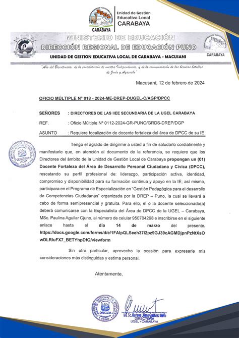 Urgente Directores De Las Instituciones Educativas Secundarias De La