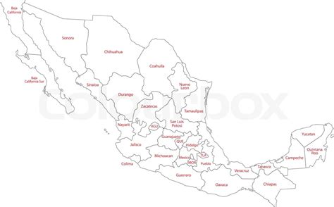 Outline Mexico Map Stock Vector Colourbox